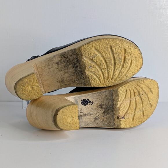 Sven Black Leather Mules with Wooden Heel - Picture 10 of 16